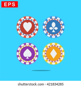 casino chips icon, vector casino icon, isolader casino chips icon