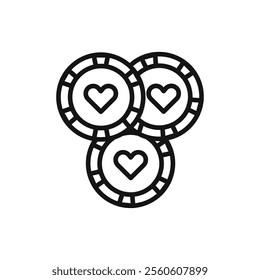 Casino chips icon vector line logo art