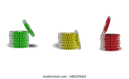 casino chips isolated on white realistic vector objects