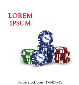 Casino chips isolated on white background. Vector illustration