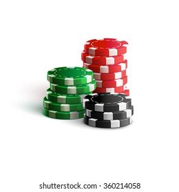 casino chips isolated on white realistic theme