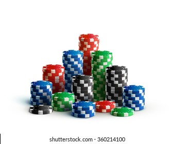 casino chips isolated on white realistic theme