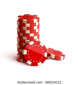 casino chips isolated on white realistic theme