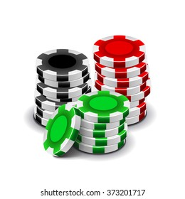 Casino chips isolated on white photo-realistic vector illustration