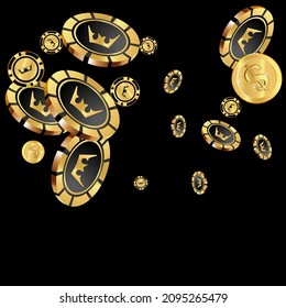 Casino Chips and Money are falling down. Playing Cards rain. Pattern for ads of parties, events in Vegas.