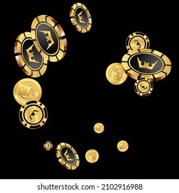 Casino Chips and Money are falling down. Casino Chips and Money rain. Pattern for ads of parties, events in Vegas. Vector illustration