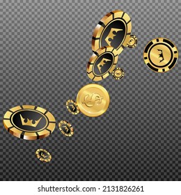 Casino Chips and Money are falling down. Casino Chips and Money rain. Pattern for ads of parties, events in Vegas. Vector illustration
