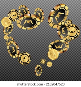 Los Casino Chips y el Dinero se están cayendo. Chips de Casino y lluvia de dinero. Patrón para anuncios de fiestas, eventos en Las Vegas. Ilustración del vector
