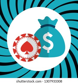 casino chips with money icons