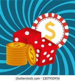 casino chips with money icons