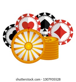 casino chips with money icons