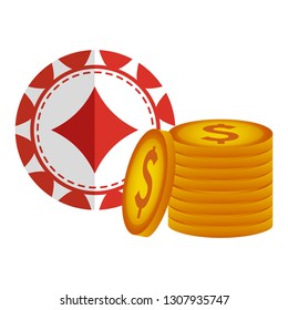 casino chips with money icons