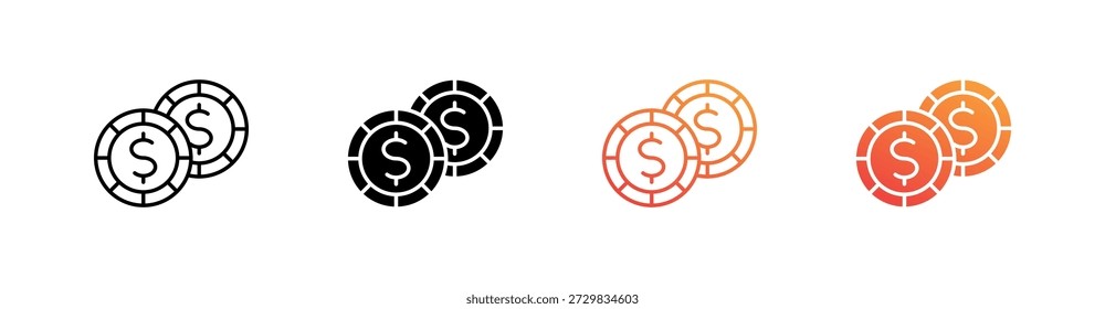 Juego de iconos de estilo múltiple de fichas de casino Colección