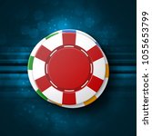 Casino chips on a blue background. Top view. Casino concept. EPS10 vector