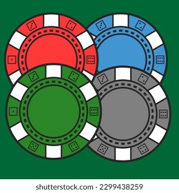 casino chips on green background