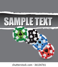 casino chips on ripped banner