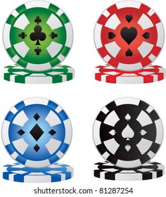 Casino chips on white background