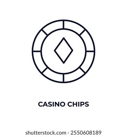 casino chips  outline icon. Linear vector from cryptocurrency concept. Thin line casino chips  icon isolated on white background