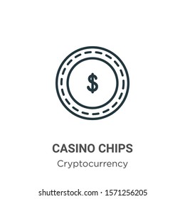 Casino chips outline vector icon. Thin line black casino chips icon, flat vector simple element illustration from editable economyandfinance concept isolated on white background