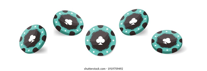 Casino chips for poker or roulette. For design logo, website or background. Realistic 3d. Vector illustration isolated on white background.