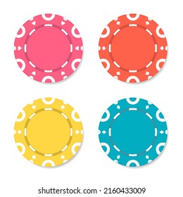 Casino chips for poker or roulette. Elements to design logo, website or background. Vector illustration.