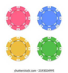 Casino chips for poker or roulette. Elements to design logo, website or background. Vector illustration.