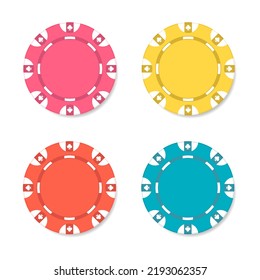 Casino chips for poker or roulette. Elements to design logo, website or background. Vector illustration.