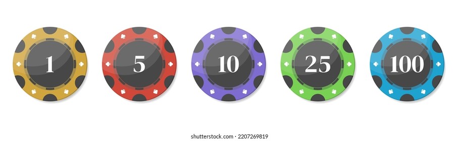 Chiapas de casino para póquer o ruleta. Elementos para diseñar logotipo, sitio web o fondo. Ilustración vectorial.