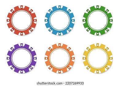 Casino-Chips für Poker oder Roulette. Elemente zum Design von Logo, Website oder Hintergrund. Vektorgrafik.