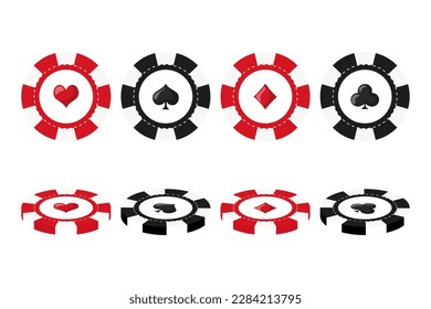 Chiapas de casino para póquer o ruleta. Elementos para el logotipo, sitio web o diseño de fondo. Iconos del casino, vector