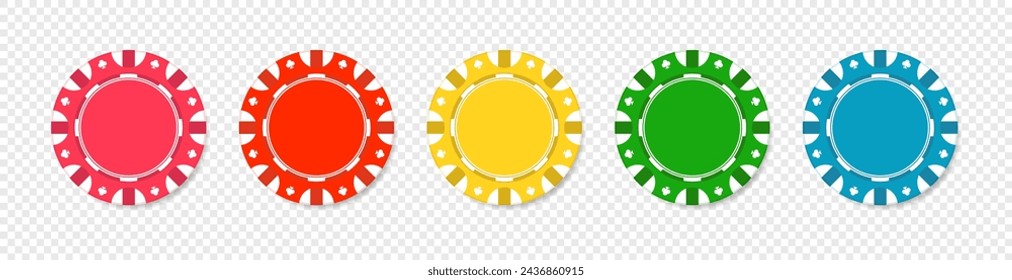 Casino chips for poker or roulette. Elements to design logo, website or background. Vector illustration.