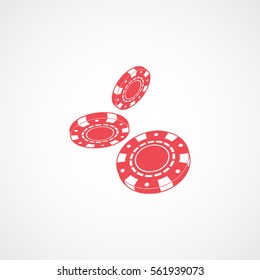 Casino Chips Red Flat Icon On White Background