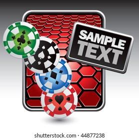 casino chips red hexagon advertisement