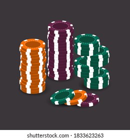 Chiapas de casino para ruleta y póquer. Se puede usar para logotipo - sitio web - banner. Ilustración vectorial en un fondo oscuro.