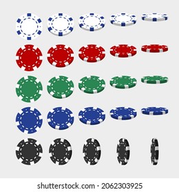Casino chips set on light background