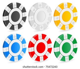 Casino chips set on white background. Vector illustration.