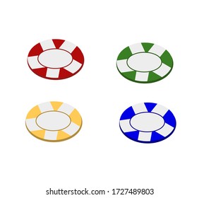 casino chips. simple flat illustration. four pieces