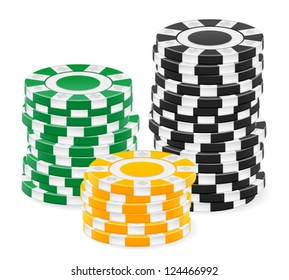 Casino chips stack on a white background.