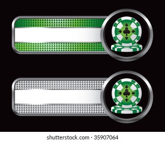 casino chips stacked on specialized banners