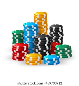 Poker Chips Vector Stack