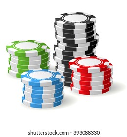 Poker Chips Vector Stack