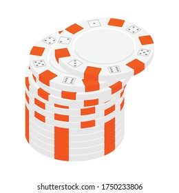 Casino chips stacks isometric view isolated on white background. Vector.