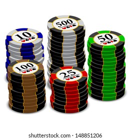 Casino chips stacks. Vector. 