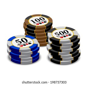 Casino chips stacks. Vector. 