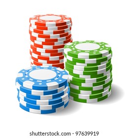 Casino Chips Stacks. Vector.