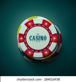 Casino chips, top view, eps 10