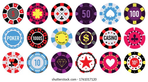 Casino chips vector cartoon set icon. Vector illustration vegas game on white background. Isolated cartoon set icon casino chips.