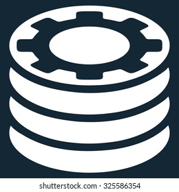 Casino Chips vector icon. Style is flat symbol, white color, rounded angles, dark blue background.