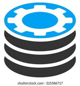 Casino Chips vector icon. Style is bicolor flat symbol, blue and gray colors, rounded angles, white background.