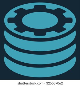 Casino Chips vector icon. Style is flat symbol, blue color, rounded angles, dark blue background.